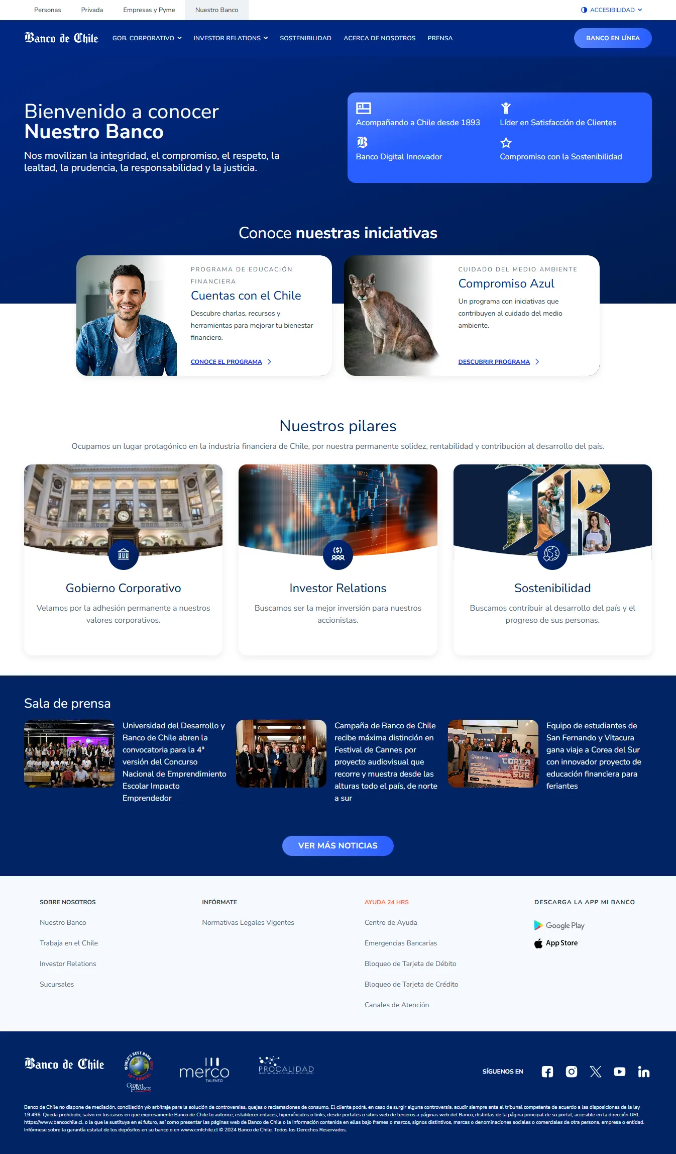 Portales Banchile inversiones y Nuestro Banco