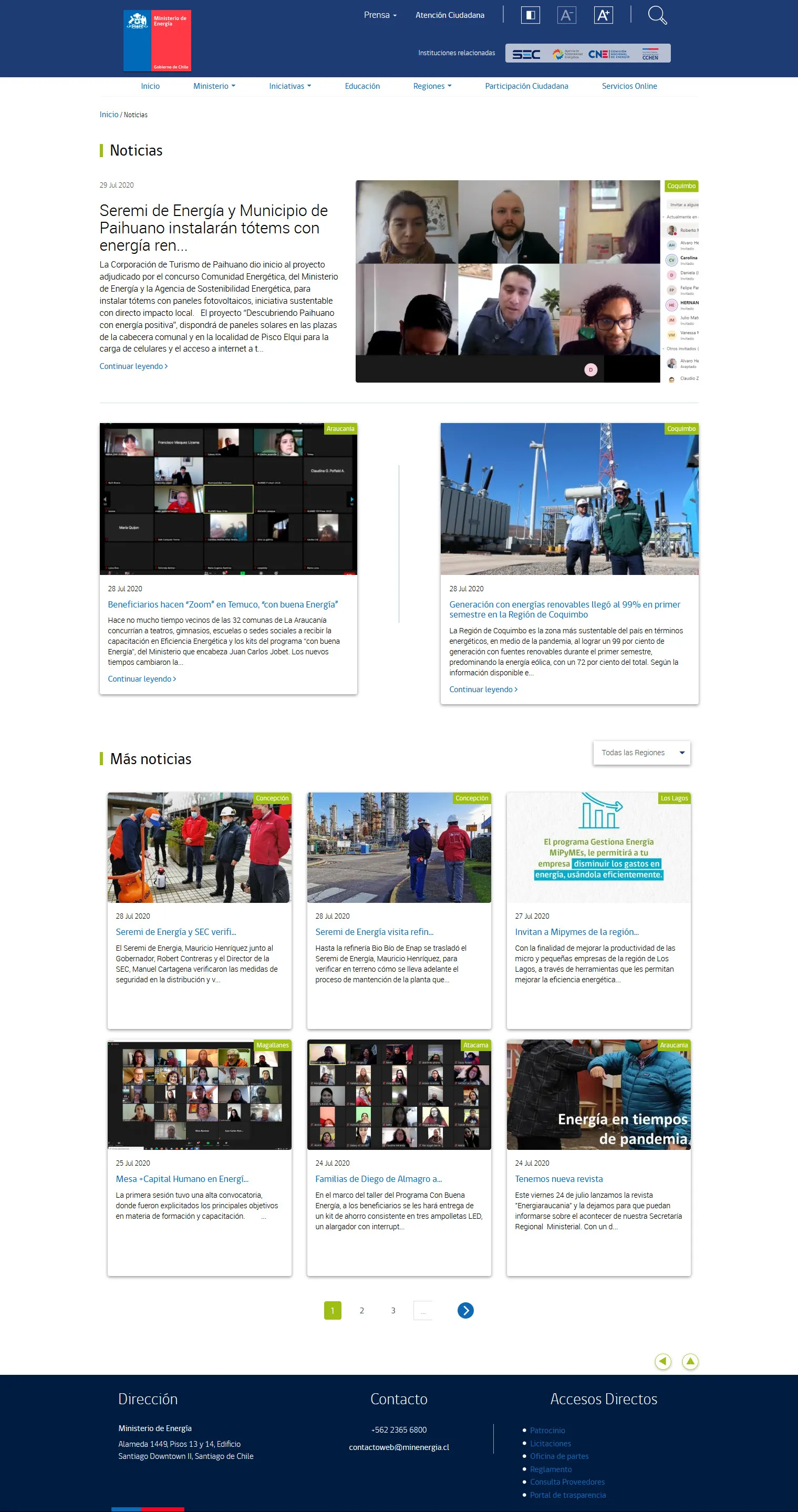 imagen 1 - Sitio web Ministerio de Energía