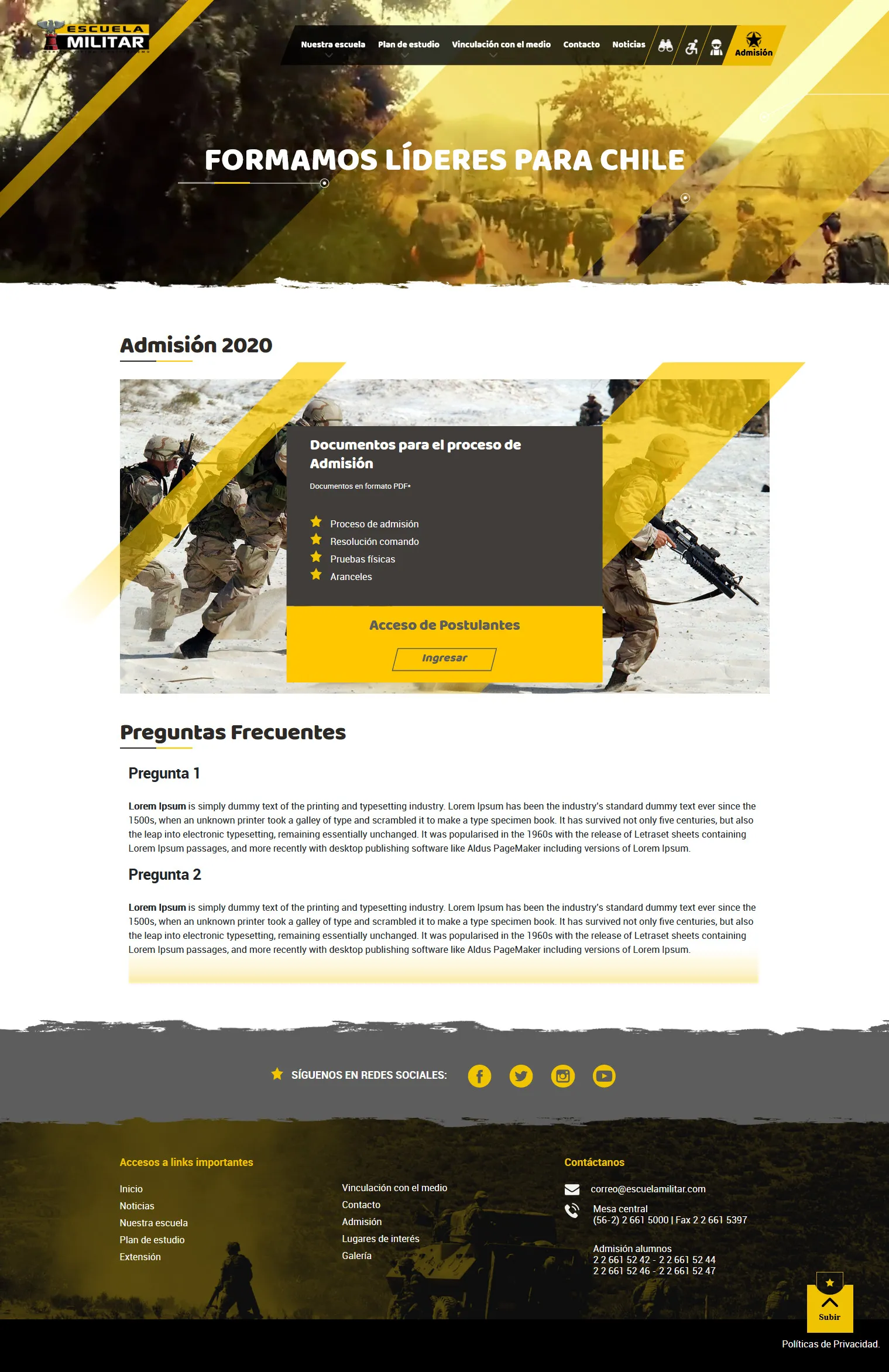 imagen 1 - Sitio web institucional Escuela Militar