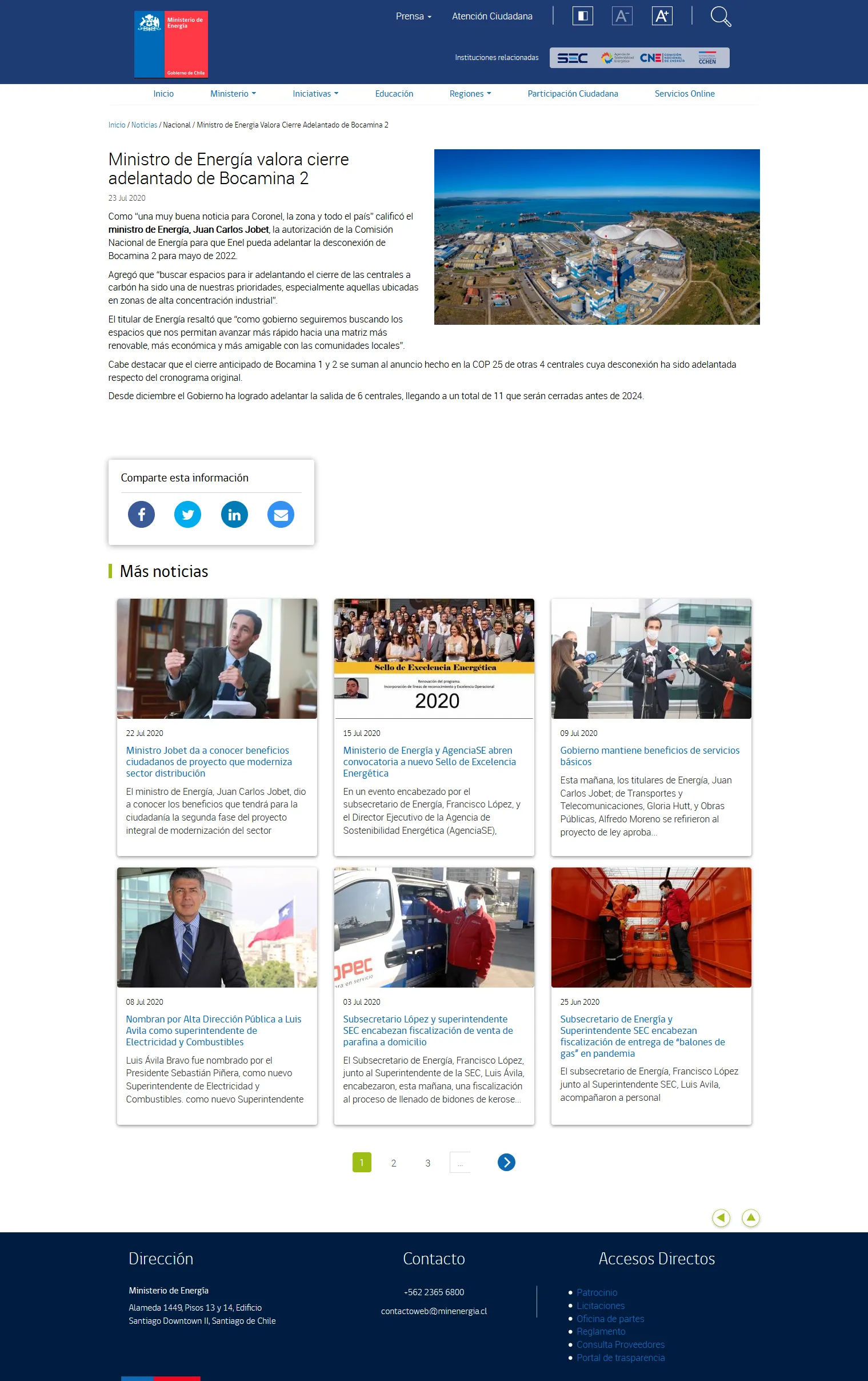imagen 2 - Sitio web Ministerio de Energía